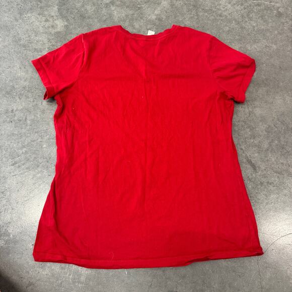 Vintage Y2K Nebraska Huskers Mcbling University Rhinestone Red Graphic Tee XL - Picture 2 of 5